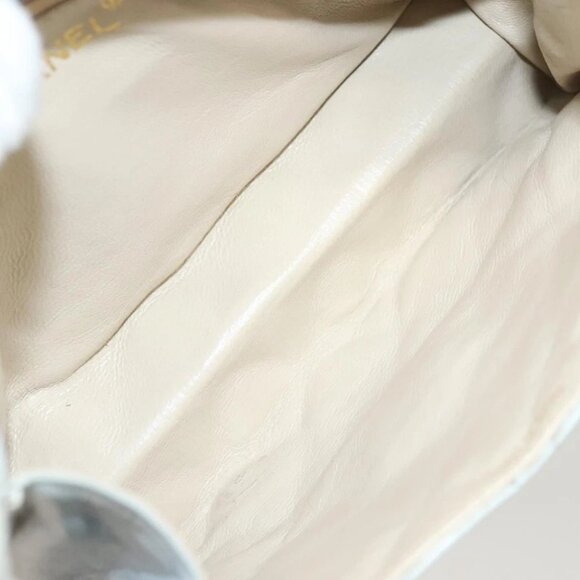 CHANEL Matelasse Shoulder Bag Lamb Skin Ivory Gold CC Auth 128238 - Picture 11 of 15